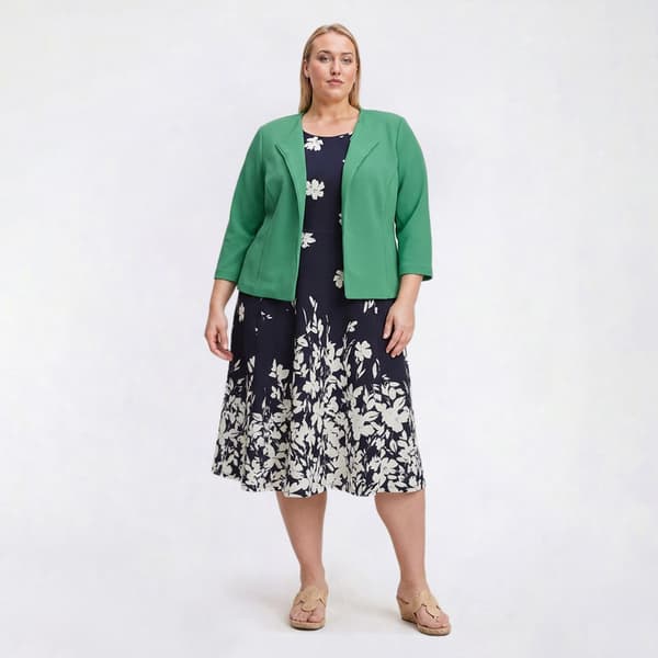 Plus Size Studio One Long Sleeve Floral Jacket Dress - image 