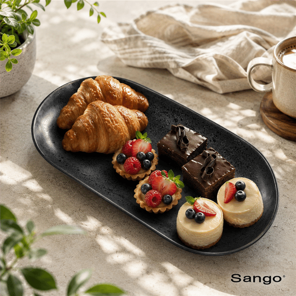 Sango Anderson Black Large Ceramic Serving Platters - Set of 2
