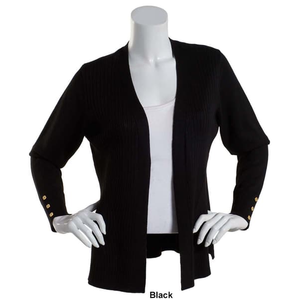 Petites 89th & Madison Geometric Ribbed Open Front Cardigan