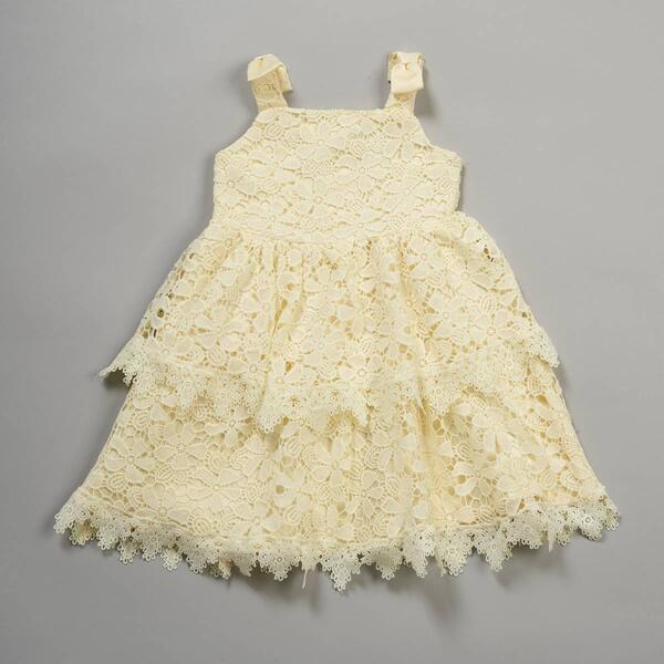 Girls &#40;4-6x&#41; Rare Editions Satin Bow Shoulder Crochet Lace Dress - image 