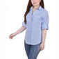 Womens NY Collection Roll Tab Stripe Cotton Poly Rib Top - image 3