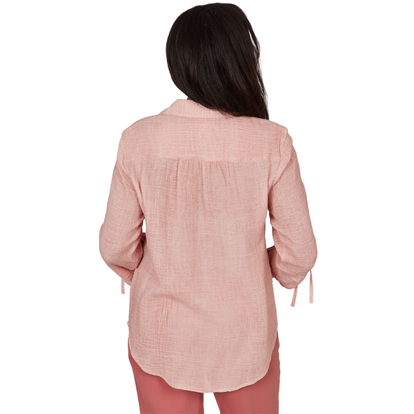 Womens Alfred Dunner Camden Market Crinkle Gauze Button Front Top