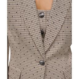 Womens DKNY Long Sleeve Embellished Houndstooth Blazer