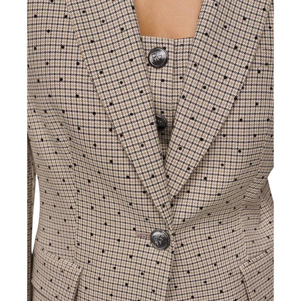 Womens DKNY Long Sleeve Embellished Houndstooth Blazer