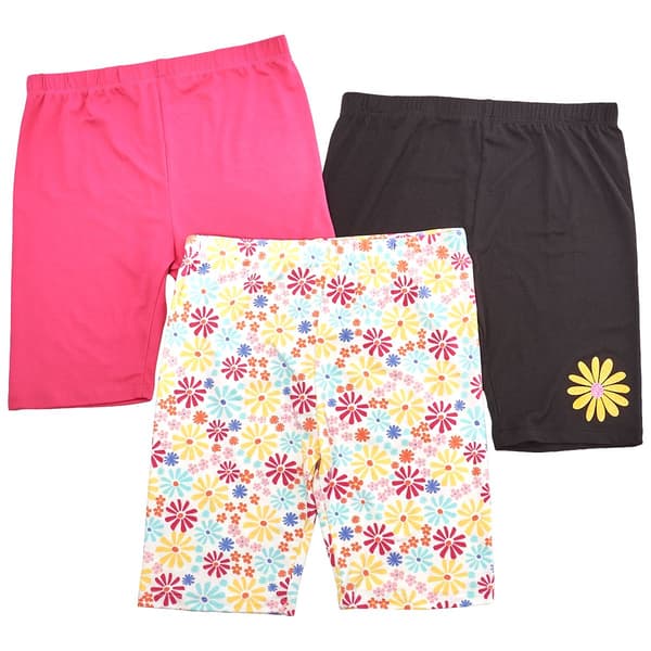 Girls (7-12) BTween(R) 3pk. Flower Bike Shorts - image 