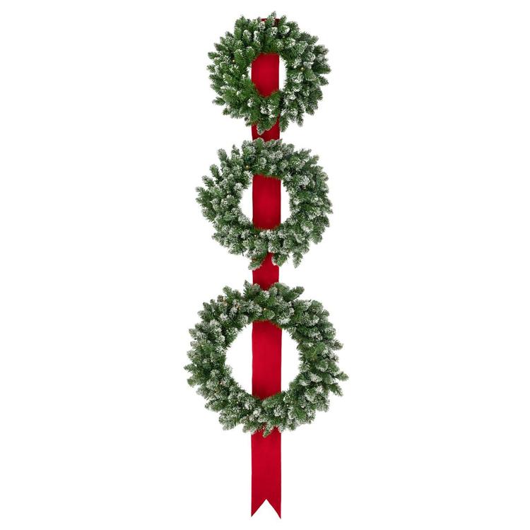 Northlight Seasonal Pre-Lit Flocked Wreaths on Ribbon - Set of 3