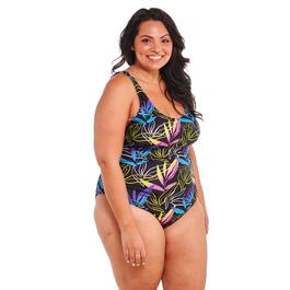 Plus Size Nicole Miller Studio Scoop Back 1 Piece Swimsuit