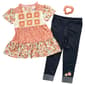 Girls &#40;4-6x&#41; Little Lass Crochet Floral Top & Denim Leggings Set - image 1