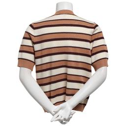 Womens Adrianna Papell Short Sleeve Crew Neck Striped Sweater