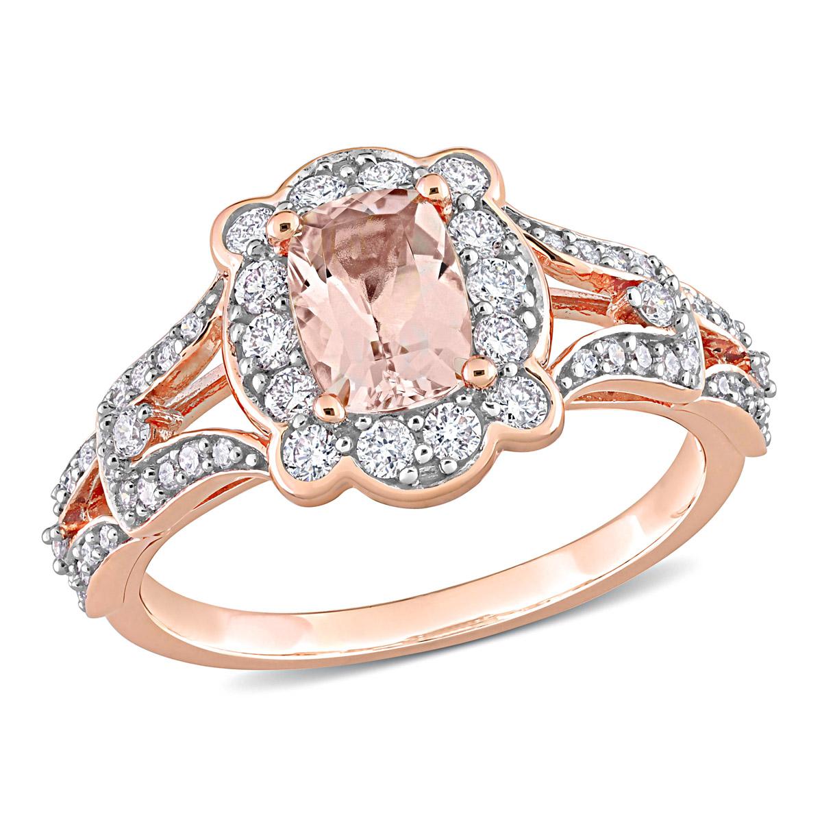 Gemstone Classics™ 10kt. Rose Gold Morganite & Diamond...