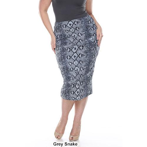Plus Size White Mark Jordan Animal Print Pencil Skirt