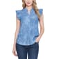 Womens NY Collection Flutter Cap Sleeve Button Front Blouse - image 1