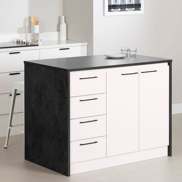 South Shore Myro Faux Black Stone Kitchen Island