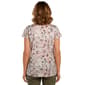 Womens Kasper Cap Sleeve Pleat Neck Abstract Fan Blouse - image 2