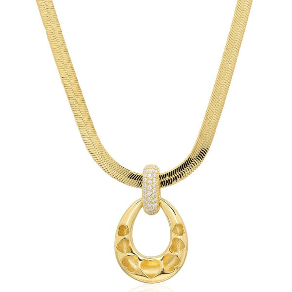 Gianni Argento 1/10ctw. Oval Teadrop Herringbone Necklace - image 