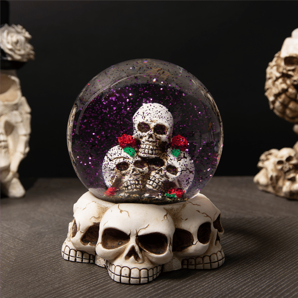Northlight LED Skulls & Roses Halloween Snow Globe with Sound