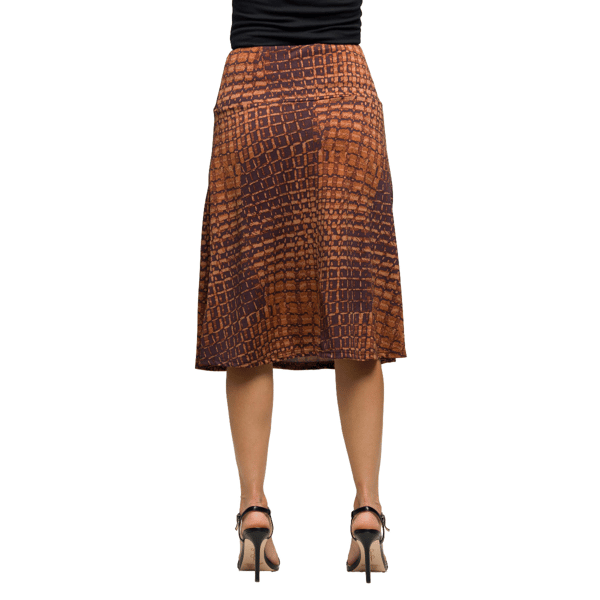 Womens 24/7 Comfort Apparel Brown Geometric Knee Length Skirt