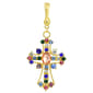 Wearable Art Gold-Tone Multi Color Stone Cross Enhancer - image 1