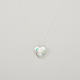 Sterling Silver Floral Cross Heart Locket Pendant Necklace