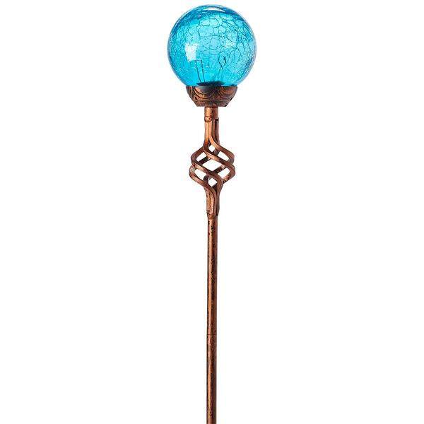 Crackle Glass Ball Garden Stake - image 