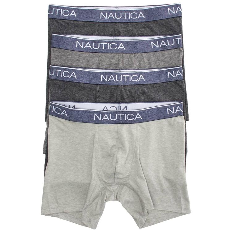 Mens Nautica 4pk. Heathered Boxer Briefs - Black/Grey