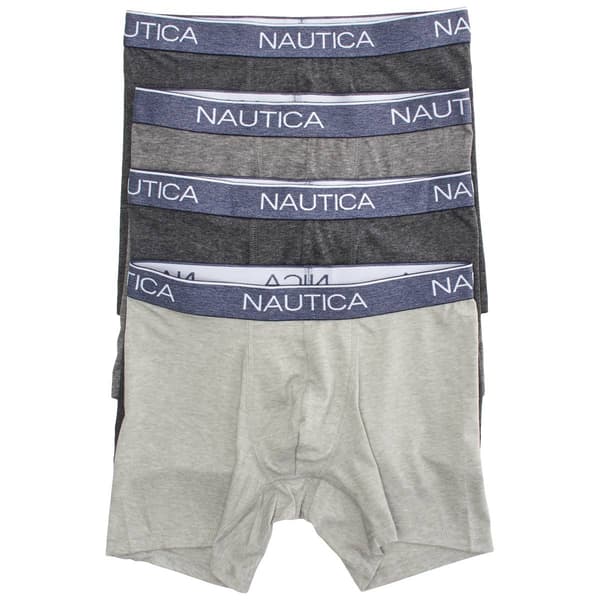 Mens Nautica 4pk. Heathered Boxer Briefs - Black/Grey