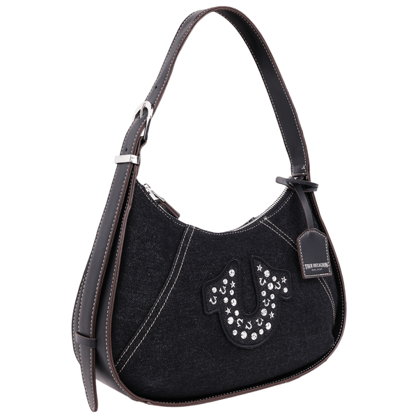 True Religon Strudded Logo Denim Hobo Bag