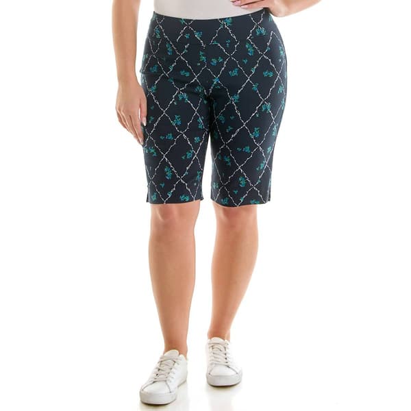 Petite Zac & Rachel Pull On Floral Vine Bermuda Shorts - image 