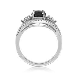 Gemminded Sterling Silver Black Onyx & White Topaz Ring