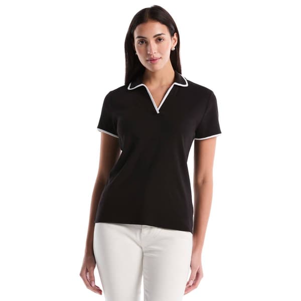 Womens Rafaella Ss Collar V Neck W Contrast Trim Polo - image 