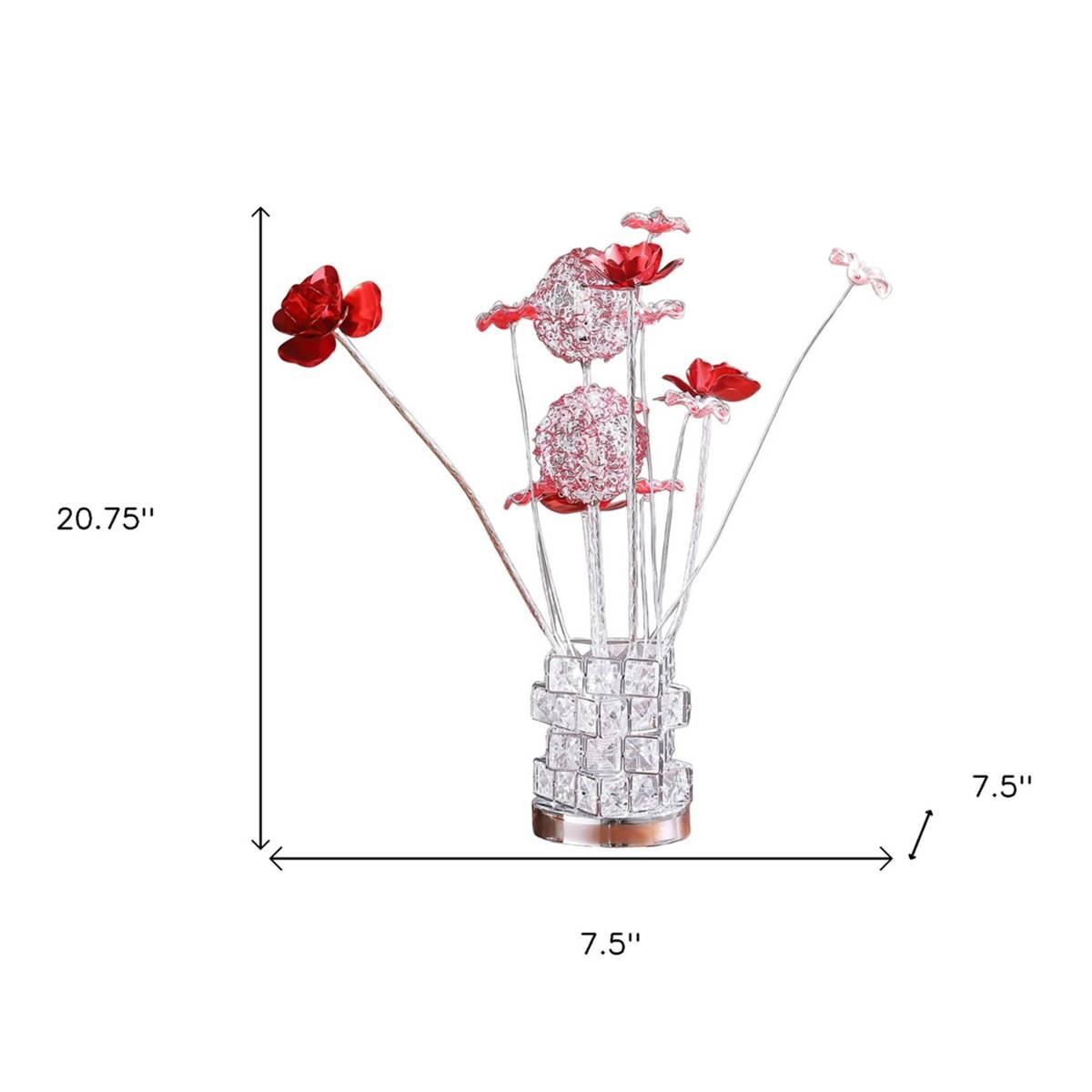 HomeRoots 21in. Faux Crystal Rose Table Lamp
