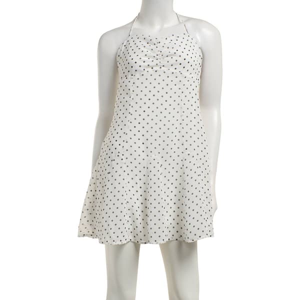 Juniors Madden Girl Pin Dot Chiffon Godet Halter Dress