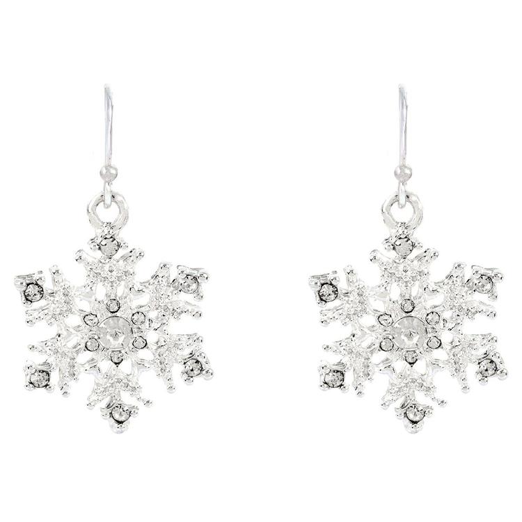Crystal Snowflake Fishhook Earrings