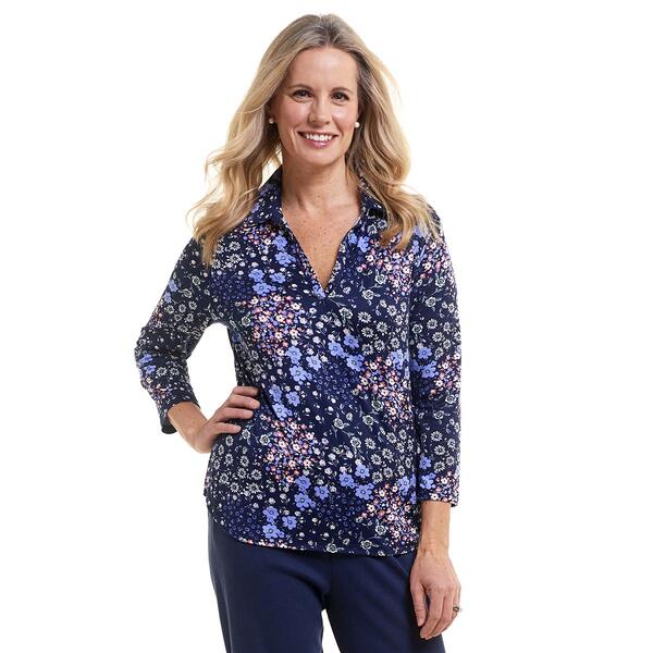 Petite Hasting & Smith 3/4 Sleeve Brushed Floral Tee - image 