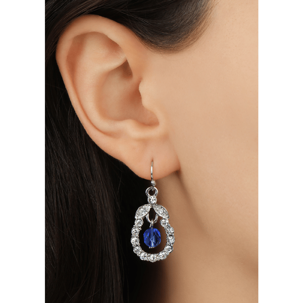1928 Blue Bead Crystal Loop Earring