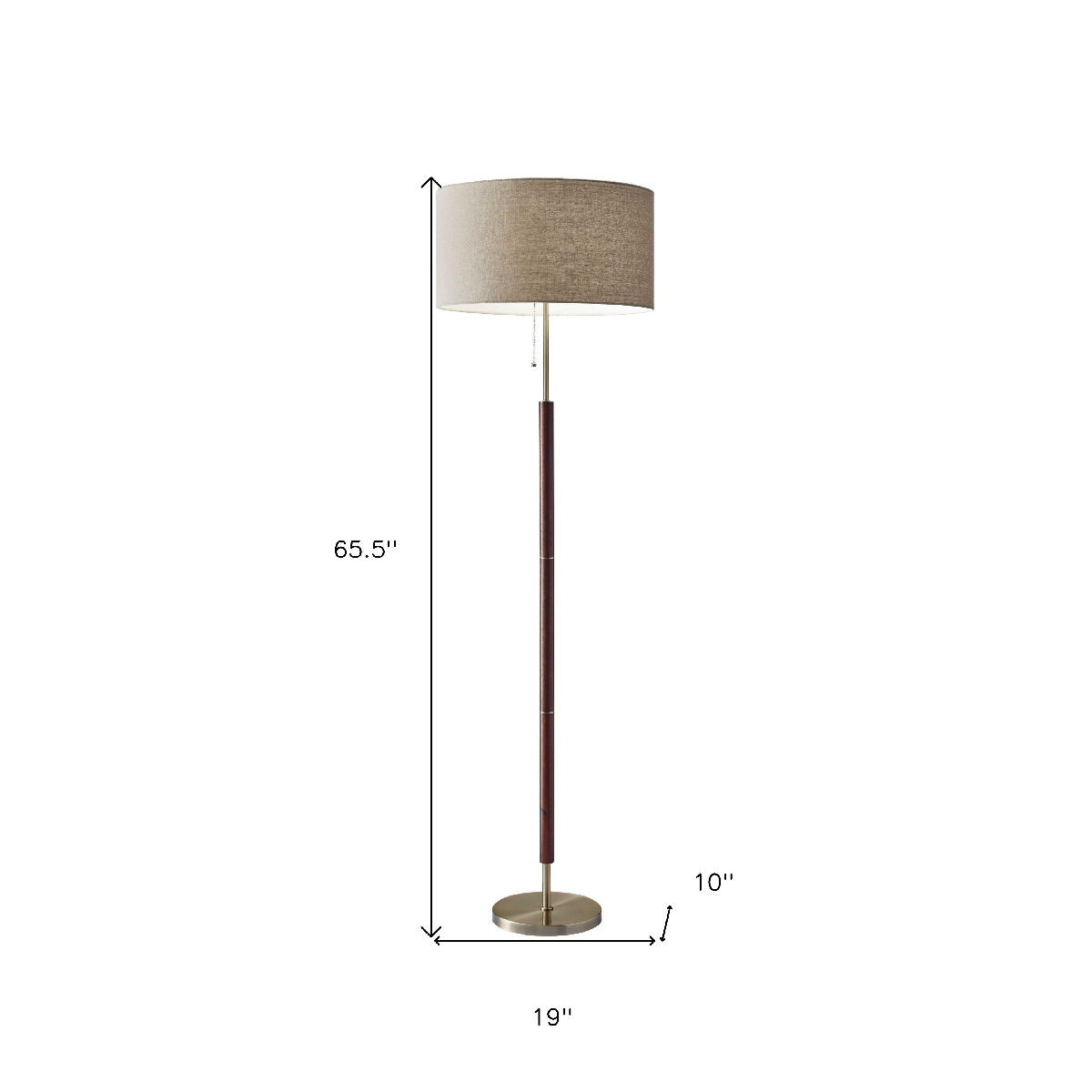 HomeRoots 66in. Brown Floor Lamp With Drum Shade