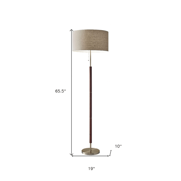 HomeRoots 66in. Brown Floor Lamp With Drum Shade
