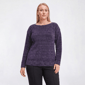 Plus Size Napa Valley Long Sleeve Solid Ribbed Boat Neck Sweater - image 1
