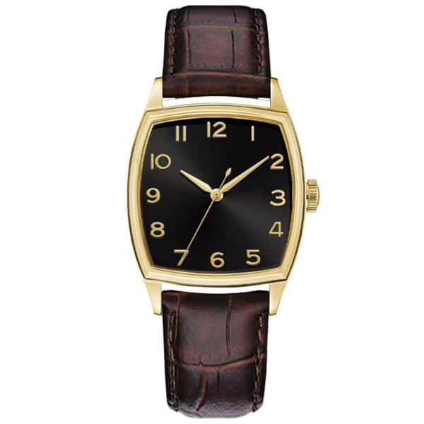 Mens Gold-Tone Black Sunray Dial Watch - 50529G-07-G16 - image 