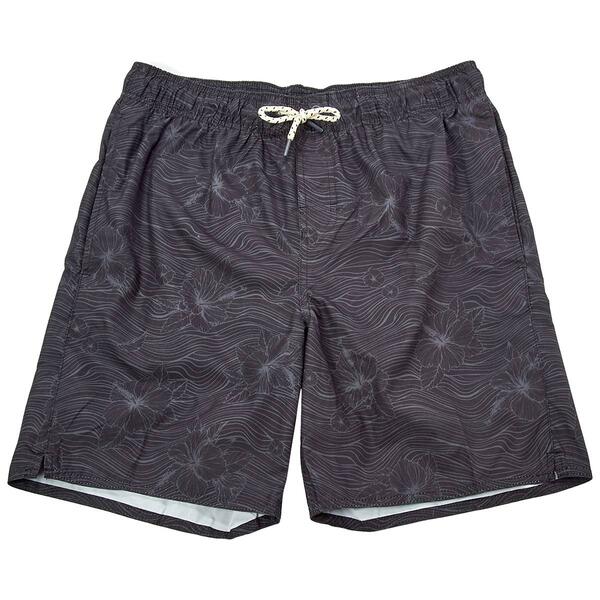 Mens Big & Tall Hawaiian Authentics Floral Current Swim Trunks - image 