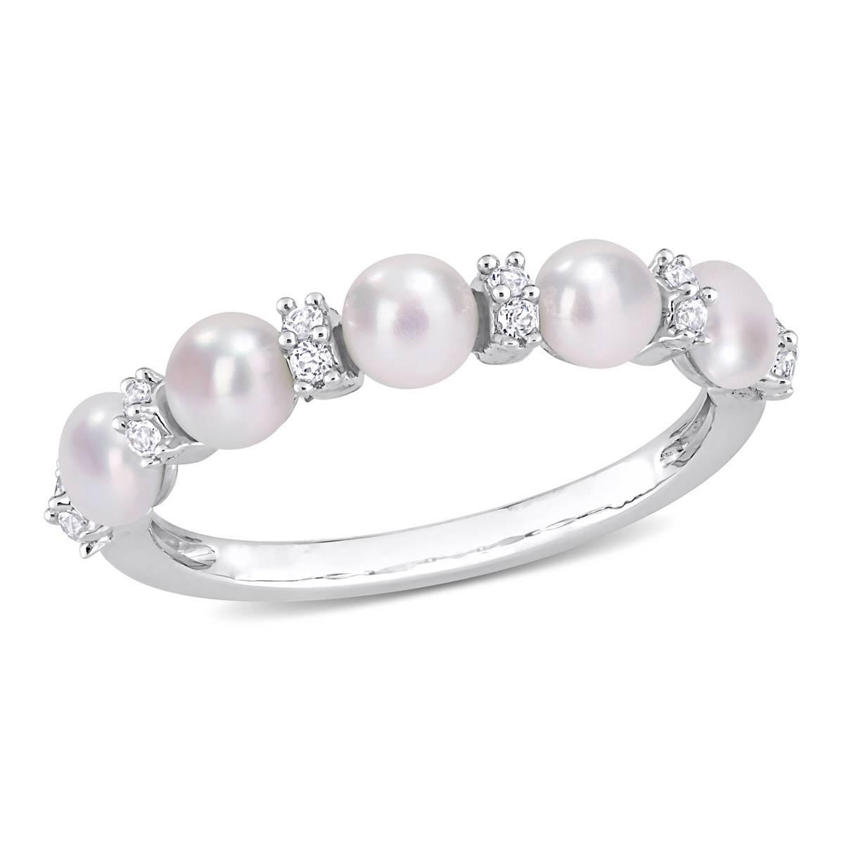 Gemstone Classics™ Pearl & Topaz Semi-Eternity Ring