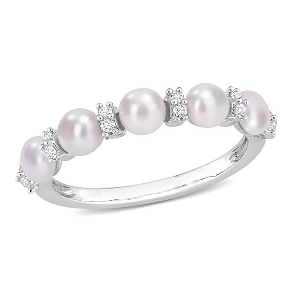 Gemstone Classics&#40;tm&#41; Pearl & Topaz Semi-Eternity Ring - image 