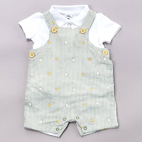 Baby Boy (3-9M) Baby Essentials Bunny Shortall/Top Set - image 
