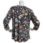 Womens Cure 3/4 Sleeve Roll Tab Floral Crepe Keyhole Blouse - image 2