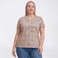Plus Size Emily Daniels Short Sleeve Medallion Split Neck Blouse - image 1