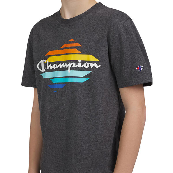 Mens Champion Short Sleeve Graphic Tee - Charcoal Heather