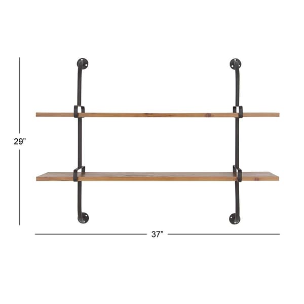 9th & Pike&#174; 2 Tier Metal and Wood Floating Wall Shelf