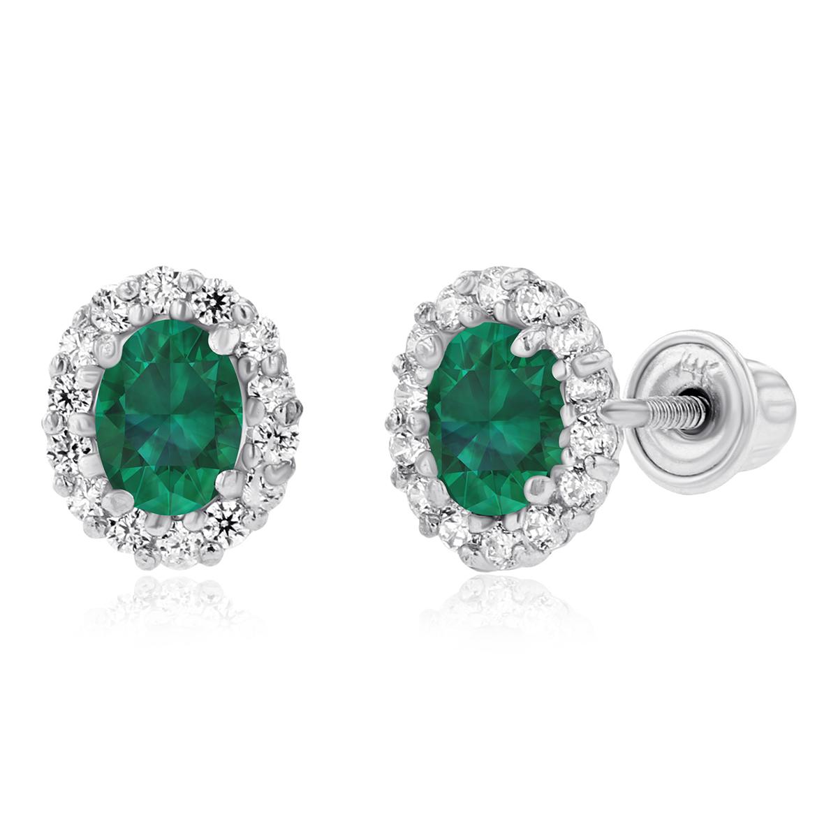 Gemstone Classics™ 14kt. White Gold Emerald Oval Earrings