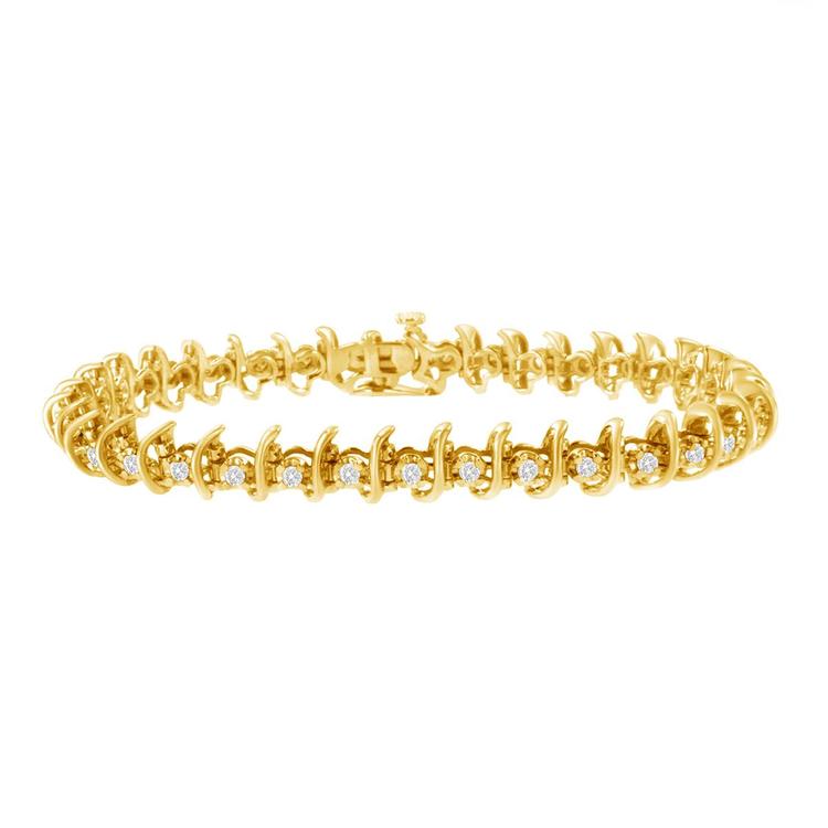 Diamond Classics(tm) 10kt. Gold Prong Set Diamond Link Bracelet