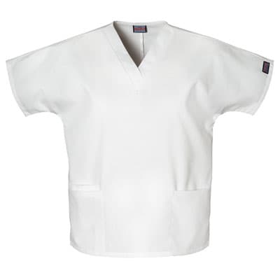 Womens Cherokee Work Wear V-Neck Top - White